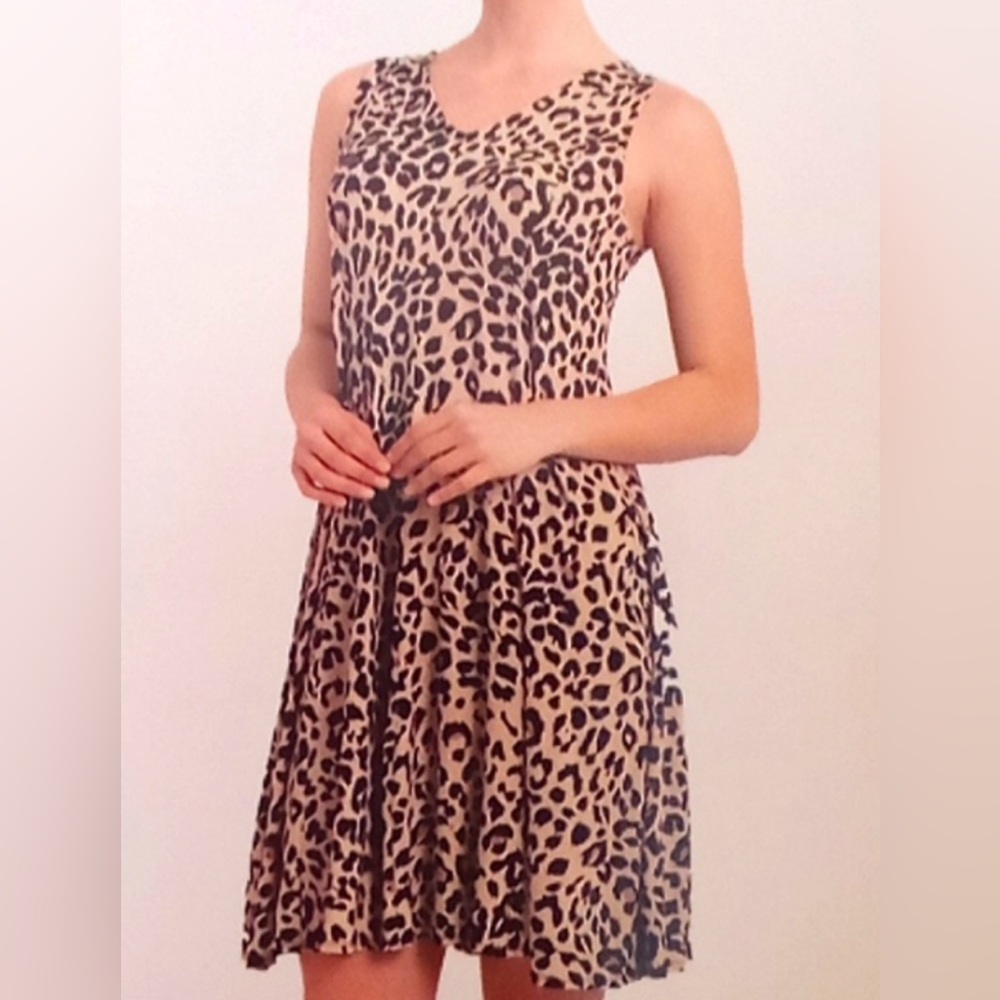 MSK Double sided Sleeveless Animal Print A Line Size XL Knee length Purple